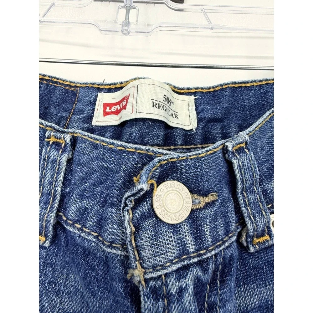 Levis 505 Regular Fit Denim Shorts Boys Size 10 Reg Medium Wash Blue